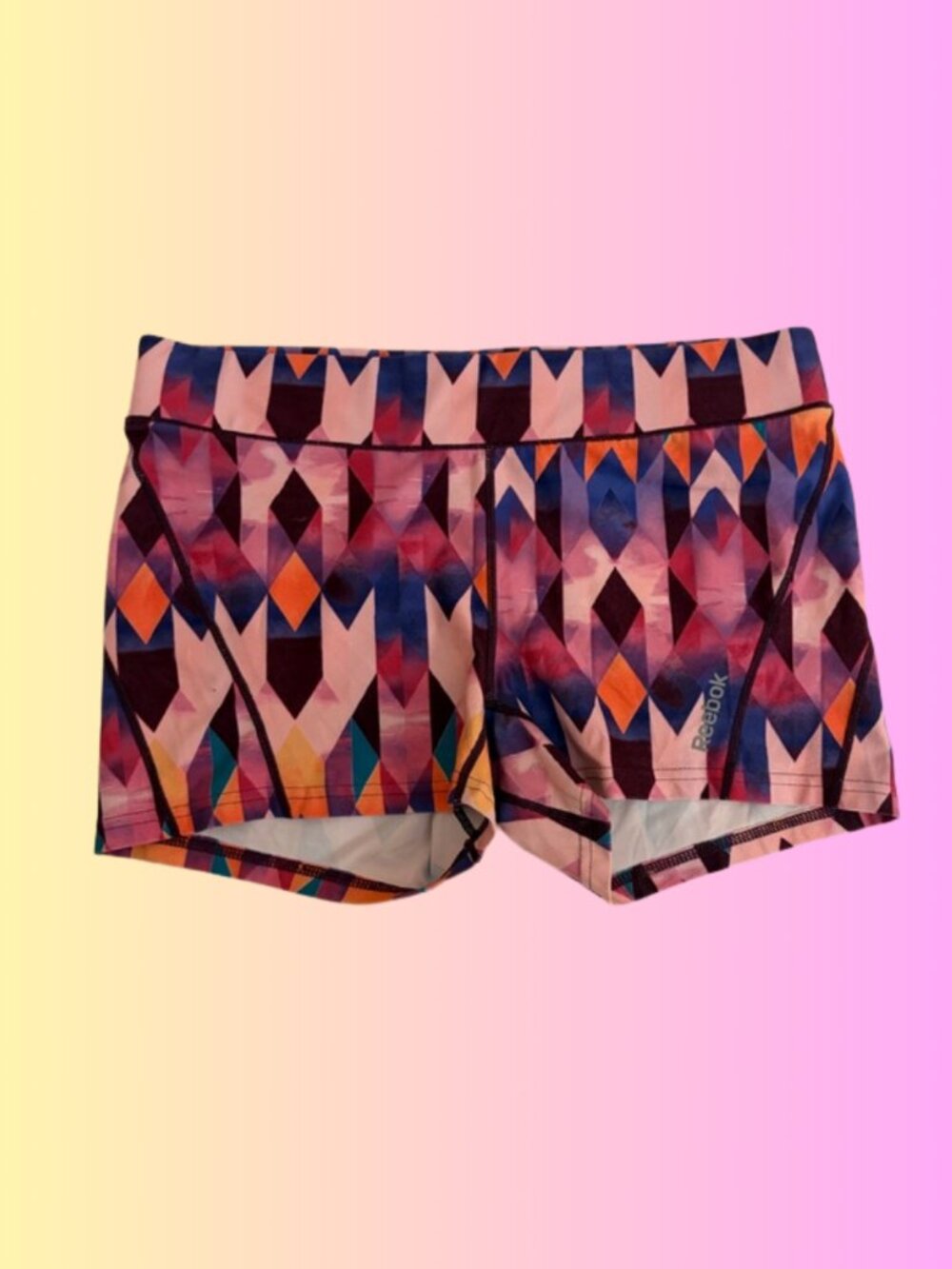Reebok Pink Purple Orange Geometric Athletic Shorts